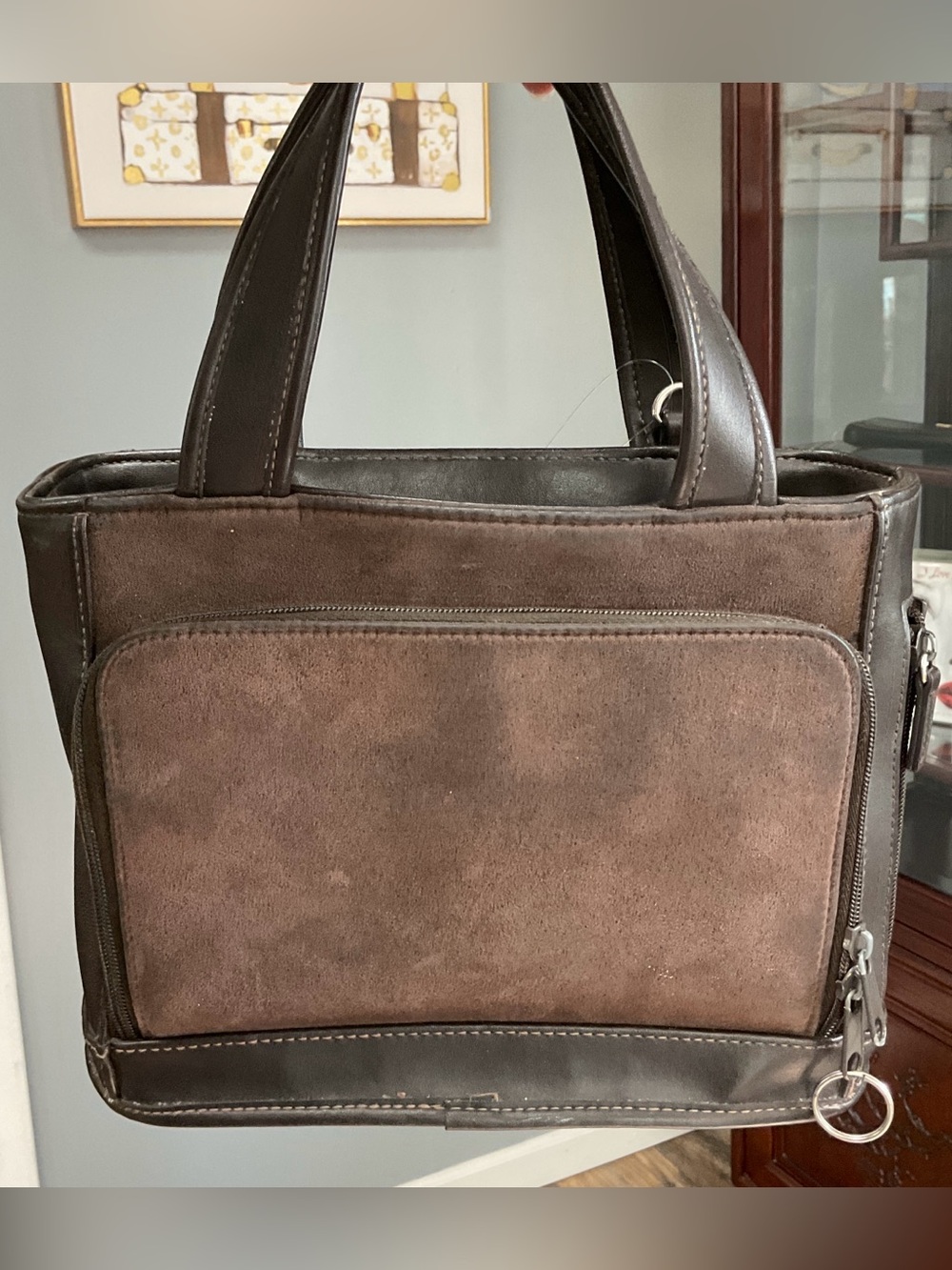 Brown Suede and Leather Purse
